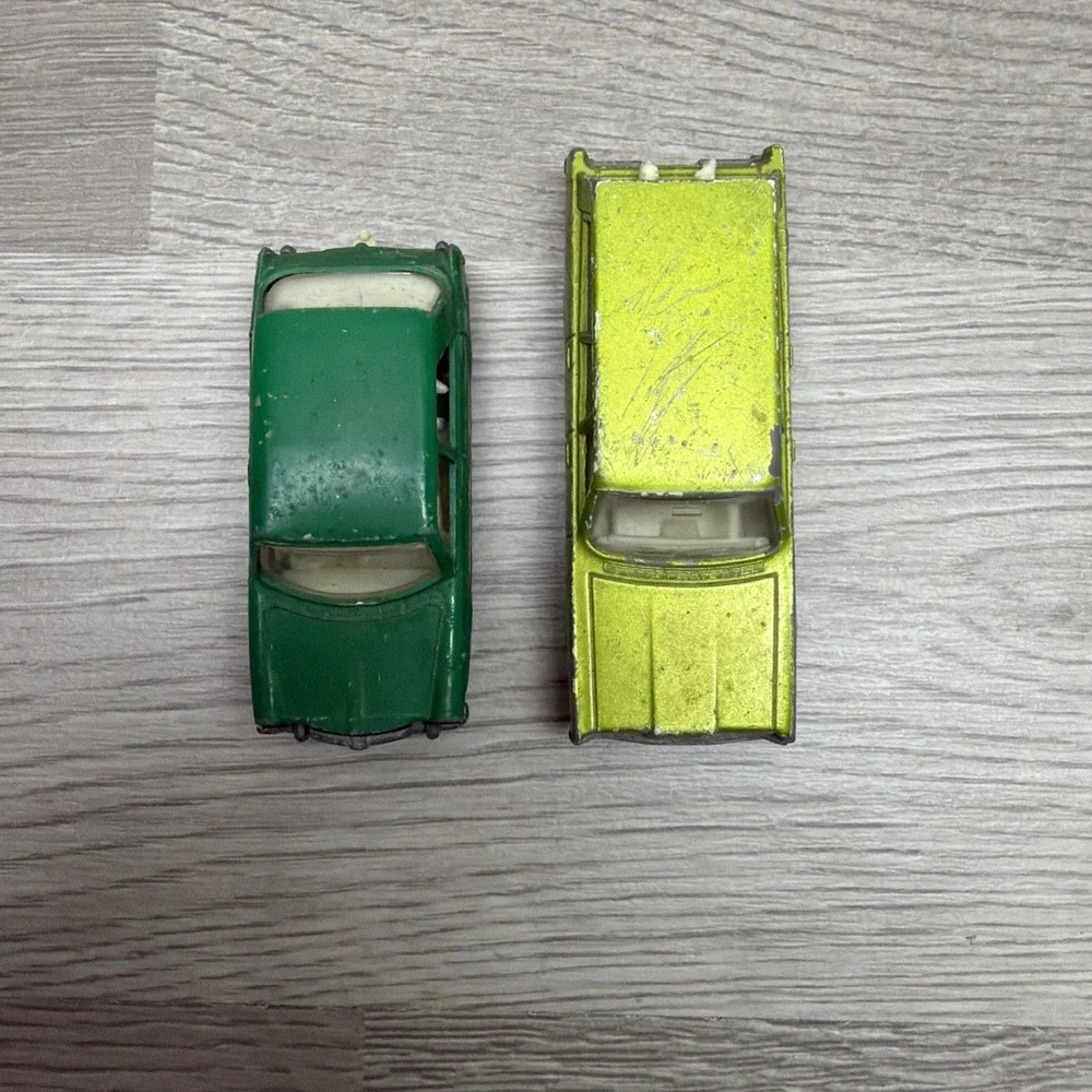 Lesney Matchbox #64 MG 1100 & #55 Or #73 Mercury Die Cast Vintage Cars Ft. Dogs